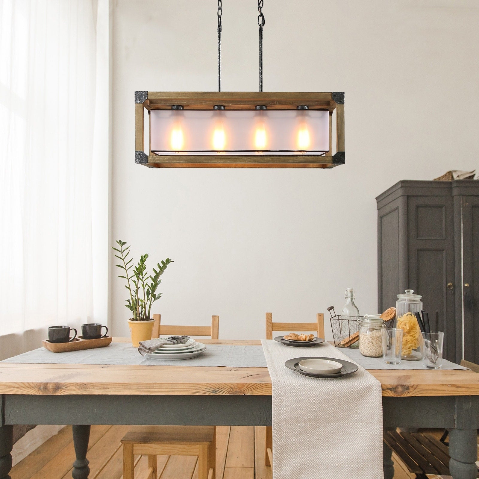 Rustic Pendant Light 4 Lights Hanging Lighting For Kitchen Island