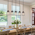 Farmhouse 5 Lights Linear Chandelier Seeded Glass Kitchen Island Lighting L29 X W4.7 X H69