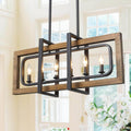 6 Light Farmhouse Kitchen Island Lighting Wood Chandelier