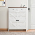 Farmhouse Shoe Cabinet With 2 Flip Drawers And 2 Storage Drawers Slim Entryway Shoe Storage Cabinet Narrow Shoe Organizer