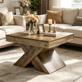 Farmhouse Square Coffee Table Accent Center Table For Living Room
