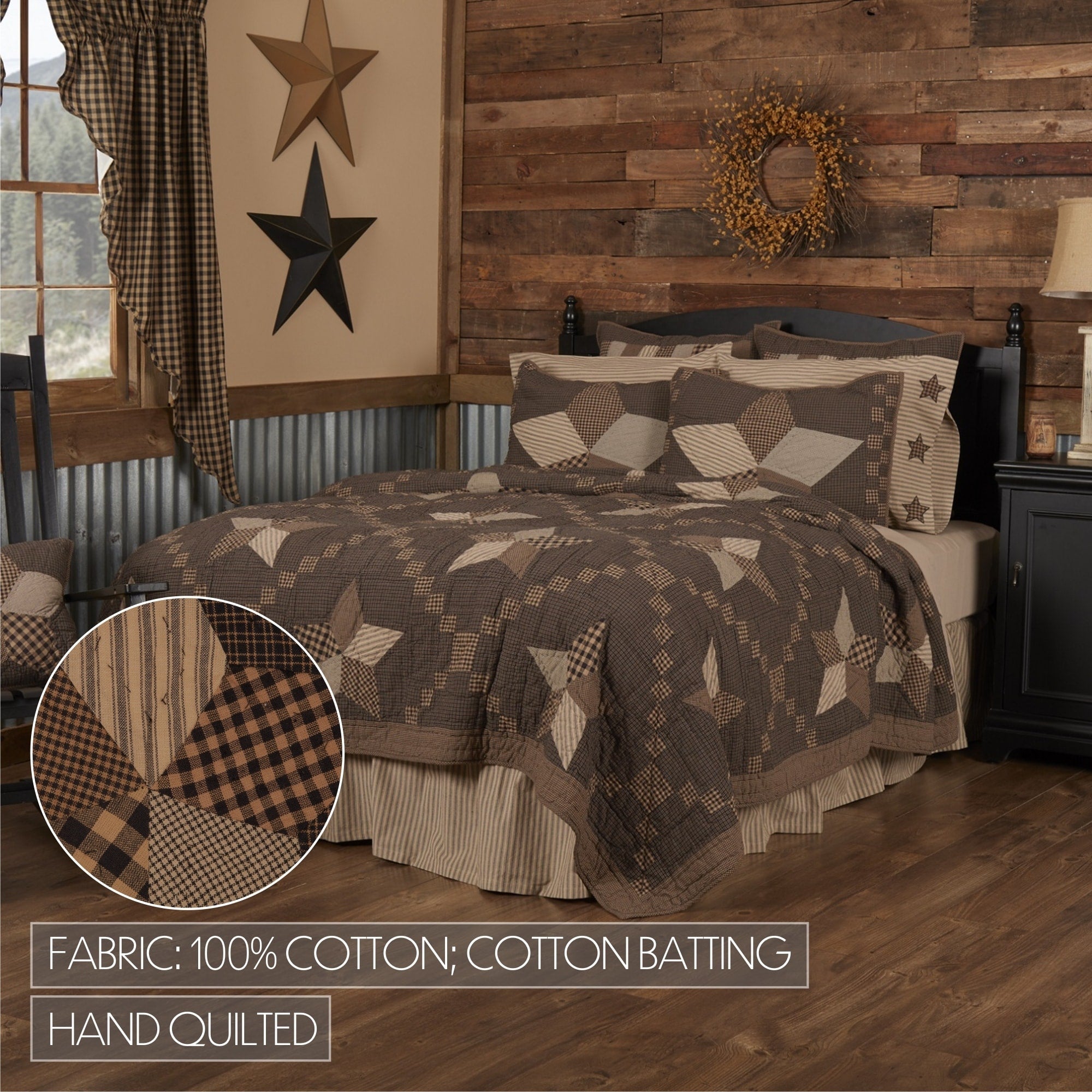 Farmhouse Cotton Star Quilt Shams Not Included