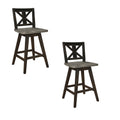 Farmhouse Swivel Counter Height Chair With X Shaped Back Set Of 2 Brown