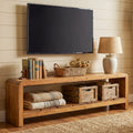 Farmhouse Tv Stand For 55 65 Tvs Rustic Wood Console With Storage Shelf 59.06 L X 11.81 W X 17.72 H