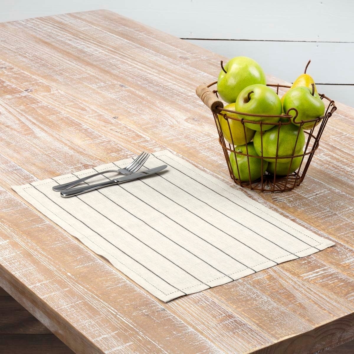 Farmhouse Tabletop Kitchen Vhc Charley Placemat Set Of 6 Linen Striped Placemat 12X18