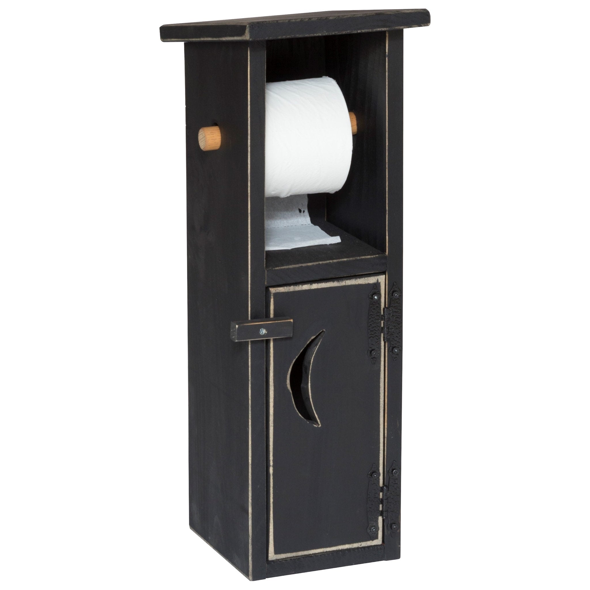Primitive Pine Toilet Paper Holder Black