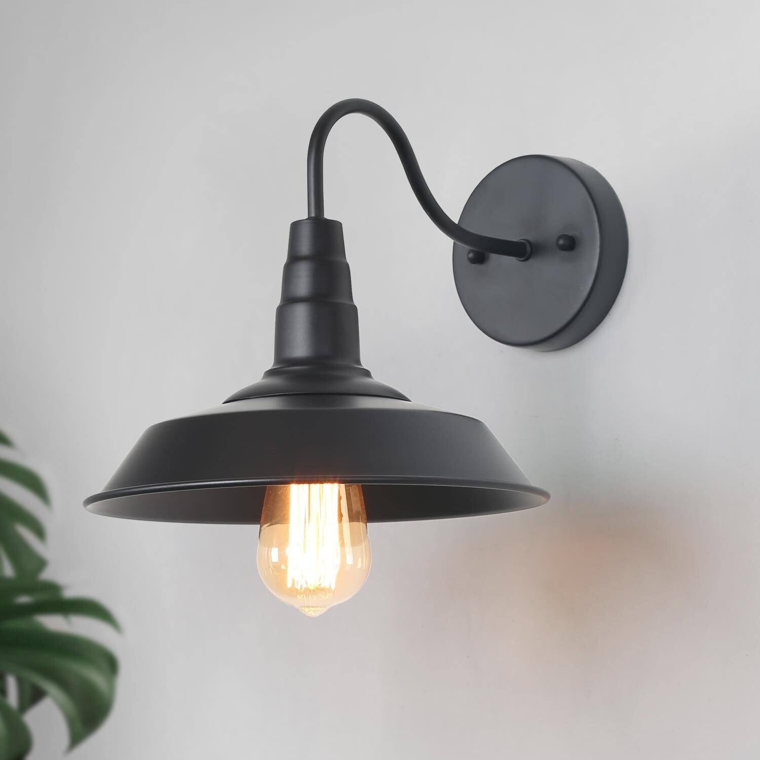 Farmhouse 2 Pack Black Gooseneck Indoor Wall Sconce W10.25 E13.25 H9.5