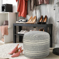 Farmhouse Triple Stripe Indoor Outdoor Pouf 18 X 18 X 14