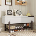 Farmhouse Upholstered Storage Bench With Hidden Compartment Modern Entryway Bench For Living Room Entryway