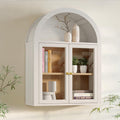 Farmhouse Wall Cabinet With Glass Doors And Adjustable Shelf For Bathroom And Kitchen