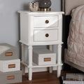 Farmhouse White Finished 2 Drawer Nightstand By Baxton Studio