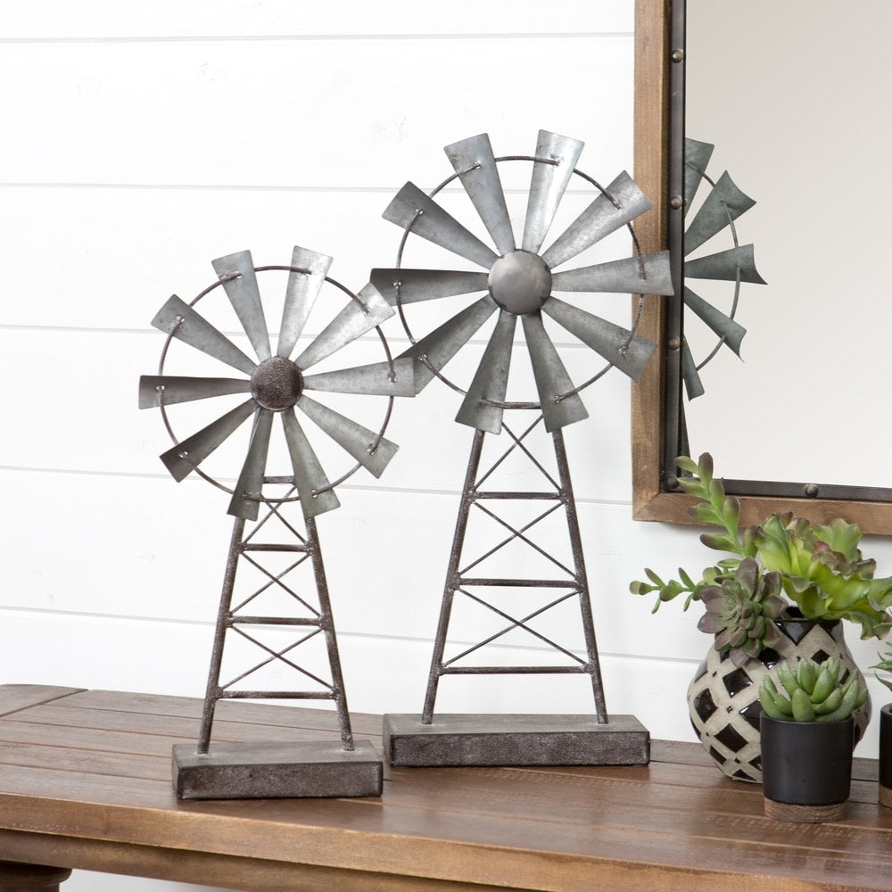 The Gray Barn Jartop Farmhouse Windmill Table Top Decor Set Of 2