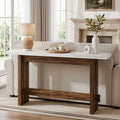 Farmhouse Wood Console Table 63 Entryway Table With Faux Marble Top
