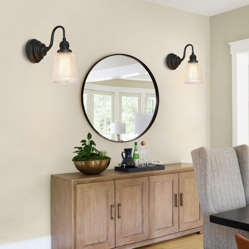 Farmhouse Bulb Lights Glass Metal Vanity Light Black Bathroom Light N A