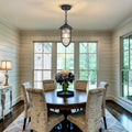 Farmhouse Bulbs Light Glass Metal Kitchen Light Textured Black Hanging Light N A