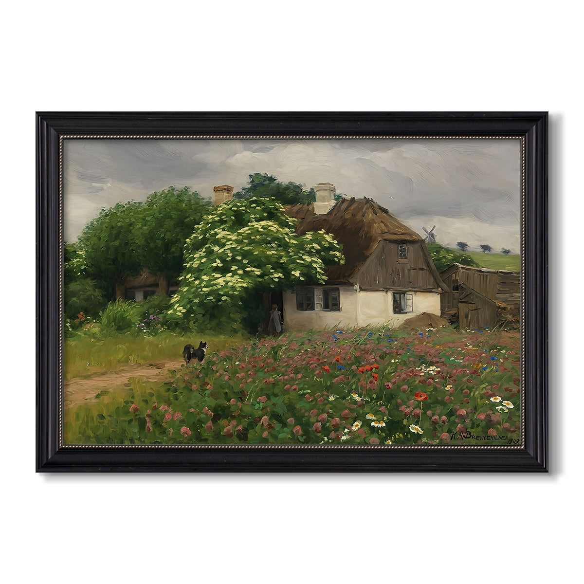 Farmhouse With Meadow Flowers 1909 Hans Andersen Brendekilde Custom Framed Canvas