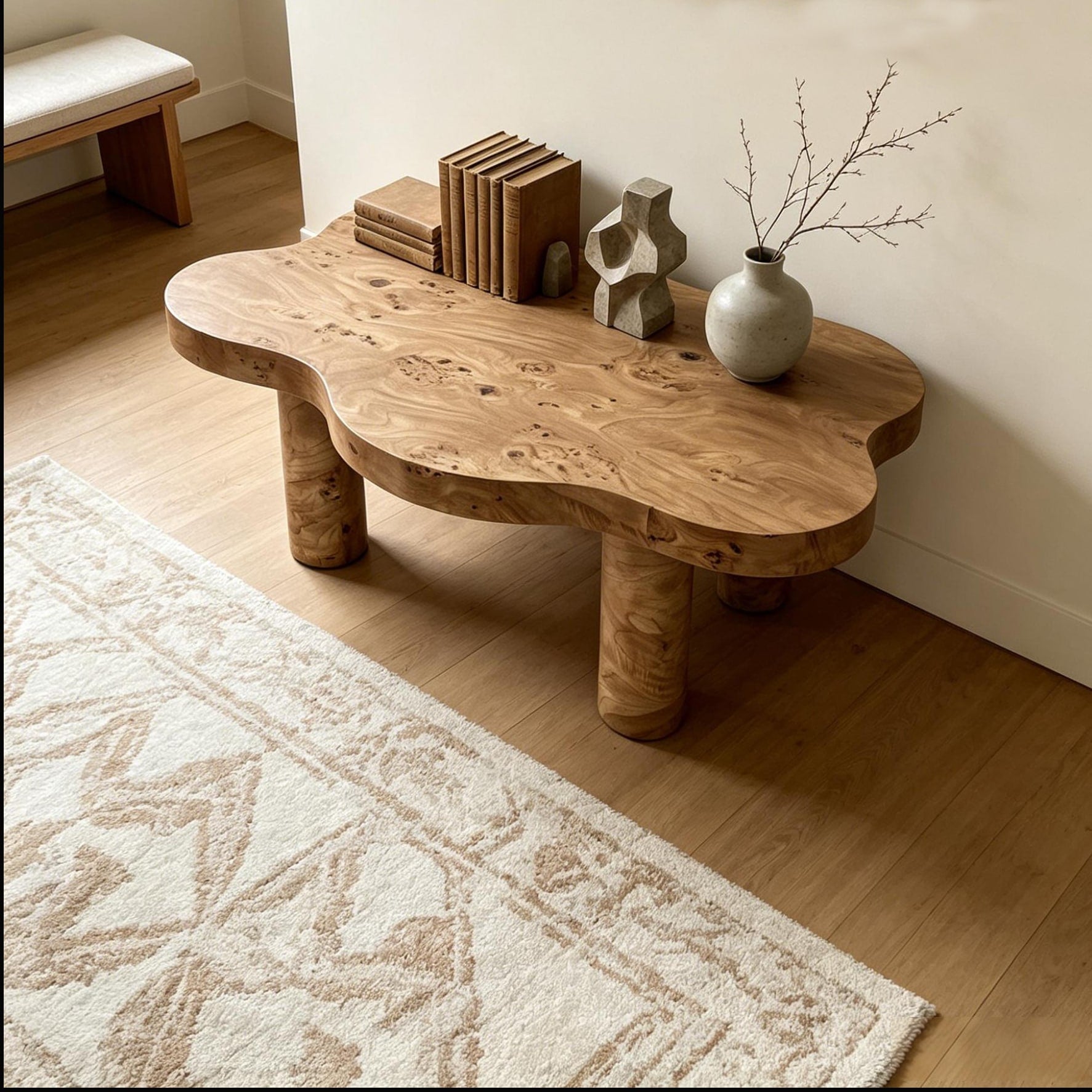 Fashionable 40 Cloud Shaped Coffee Table With 4 Round Table Legs