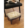 Faux Bois Tan Green Wooden Fabric Footstool With Nail Heads