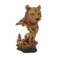 Faux Carved Bear Head And Family Wood Look Statue 12 X 6.5 X 5.25 Inches