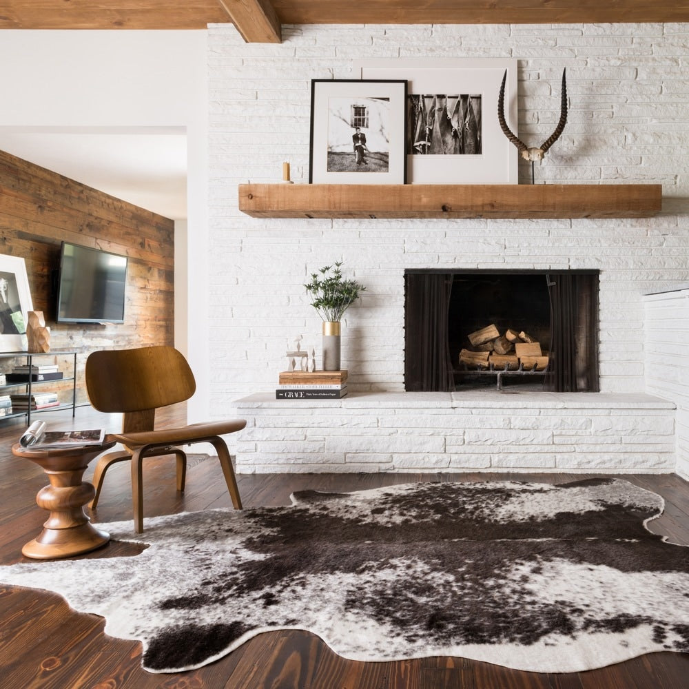 Faux Cowhide Grey Charcoal Brown Area Rug 62 X 8