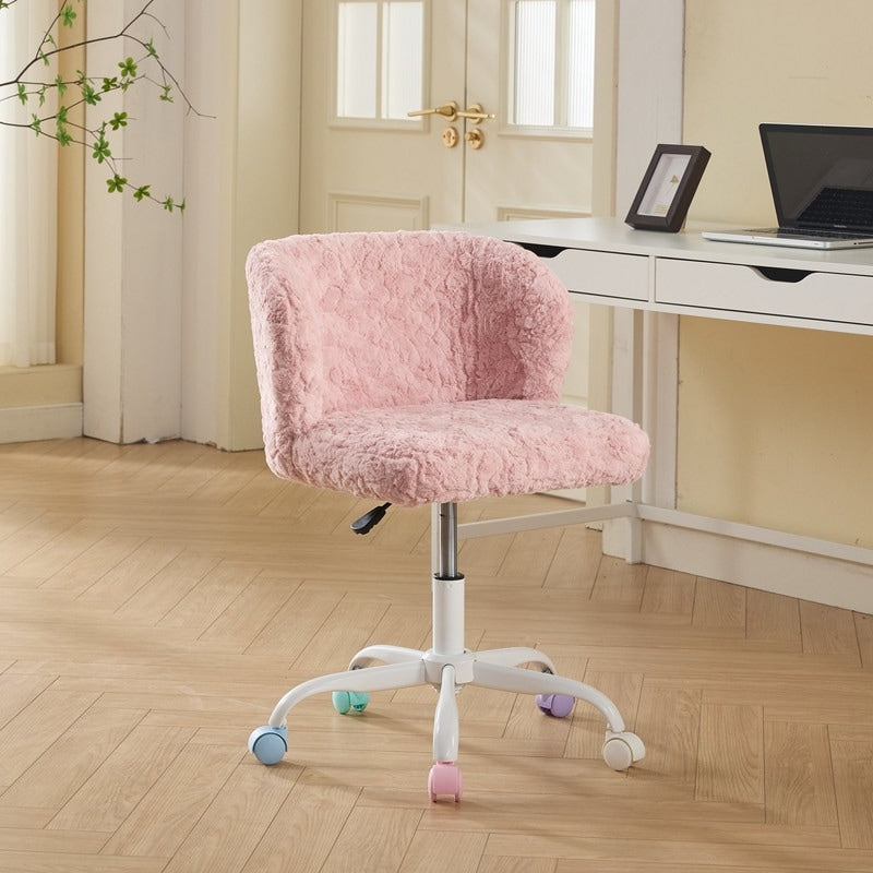 Soft Touch Home Office Chair With Metal Base Adjustable Swivel Desk Chair For Vanity