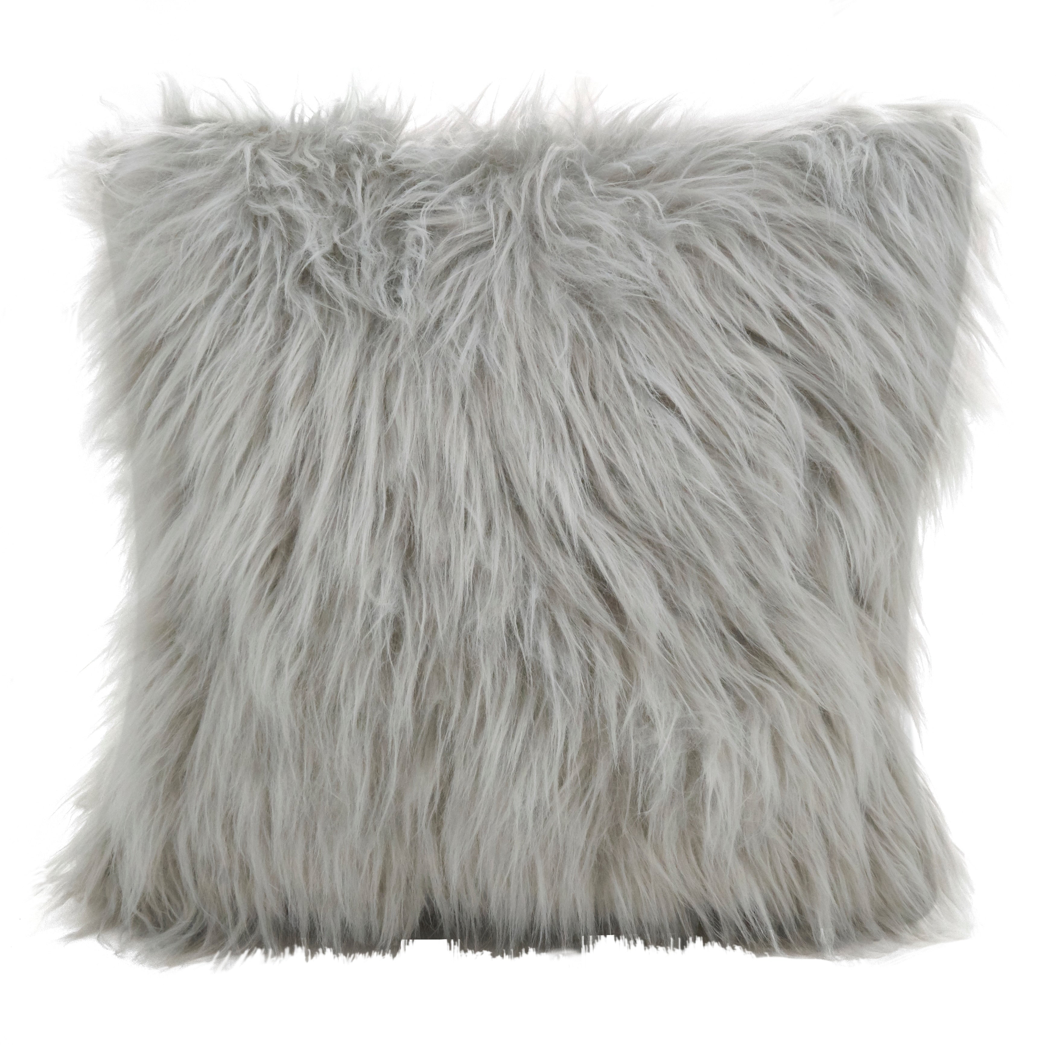 Faux Fur Long Hair Poly Filled Throw Pillow