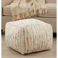 Faux Fur Pouf With Foil Print Design