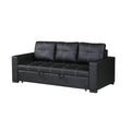 Faux Leather Convertible Sofa In Black