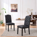 Faux Leather Dining Chair With Elegant Nailhead Accents Diamond Button Tufted Back Set Of 2