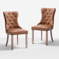 Faux Leather Dining Chairs With Nailhead Trim And Button Tufted Back Set Of 2