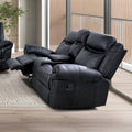 Faux Leather Glider Recliner Loveseat 1Pc Storage Console Cupholder