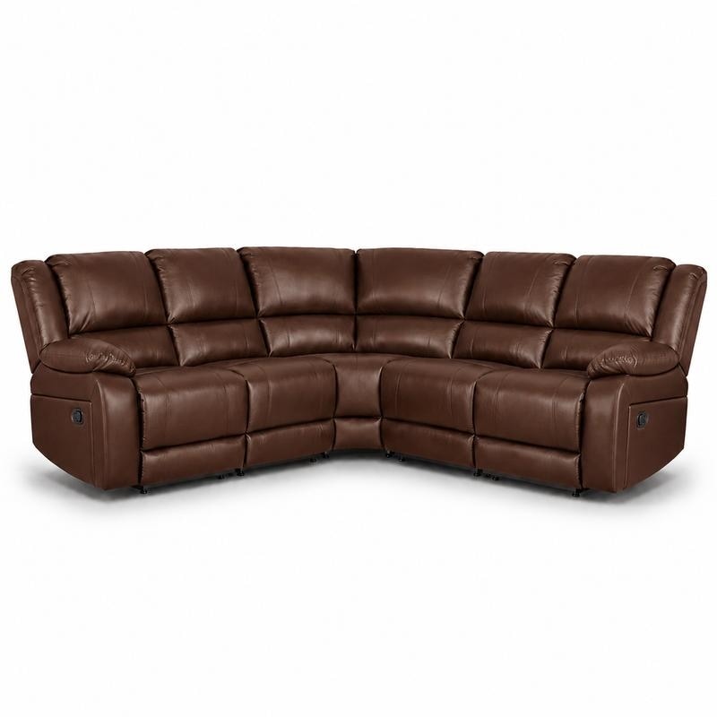Faux Leather Reclining Sectional Sofa With Drop Down Table Living Room Set