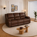 Faux Leather Reclining Sofa With Drop Down Table Cup Holders Living Room Furniture Set