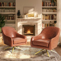 Leather Accent Chair Swivel Base Upholstered Armchair With Faux Pu 28.4 W X 31.8 D X 32.2 H