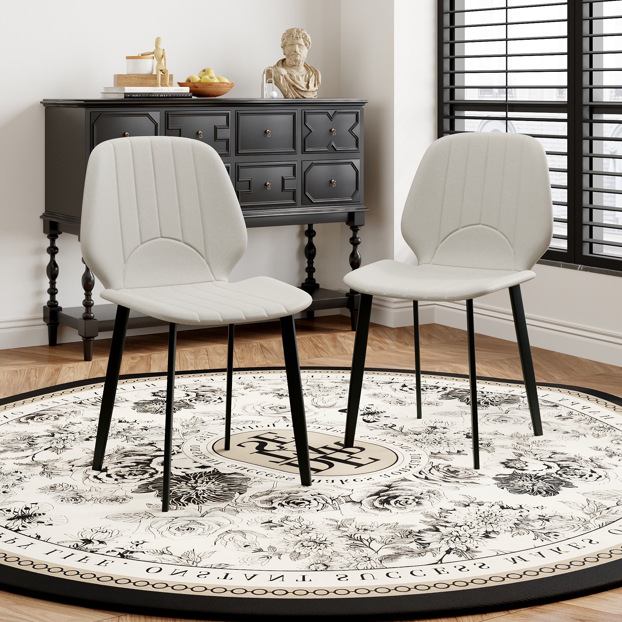 Faux Leather Upholstered Modern Dining Chairs Side Chair With Metal Legsset Of 2