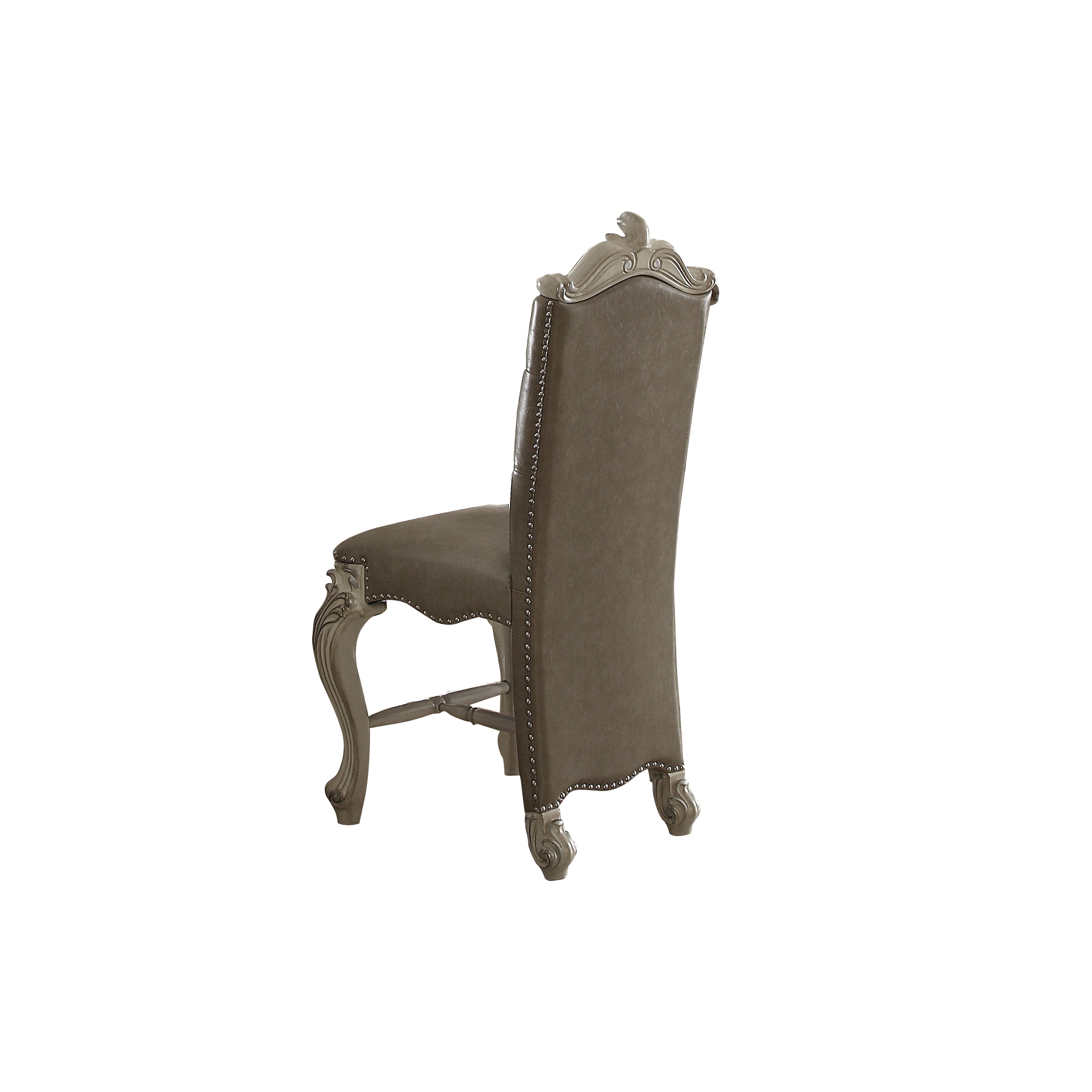 Faux Leather Upholstered Wooden Counter Height Chair With Nail Head Trim Gray And White Set Of Two