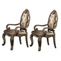 Faux Leather Upholstered Wooden Side Chair Button Tufted Back Champaign Gold Set Of Two