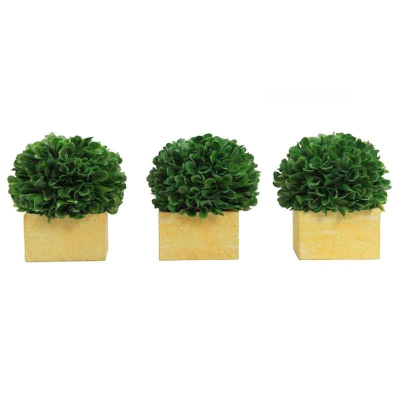 Faux Preserved Artificial Boxwood Ball Topiary Plant In Pot Set Of 3
