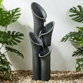 Faux Stone Patio Water Fountain 4 Tier Cascading Fountain Indoor Outdoor Waterfall Feature With Led Lights For Garden Decor