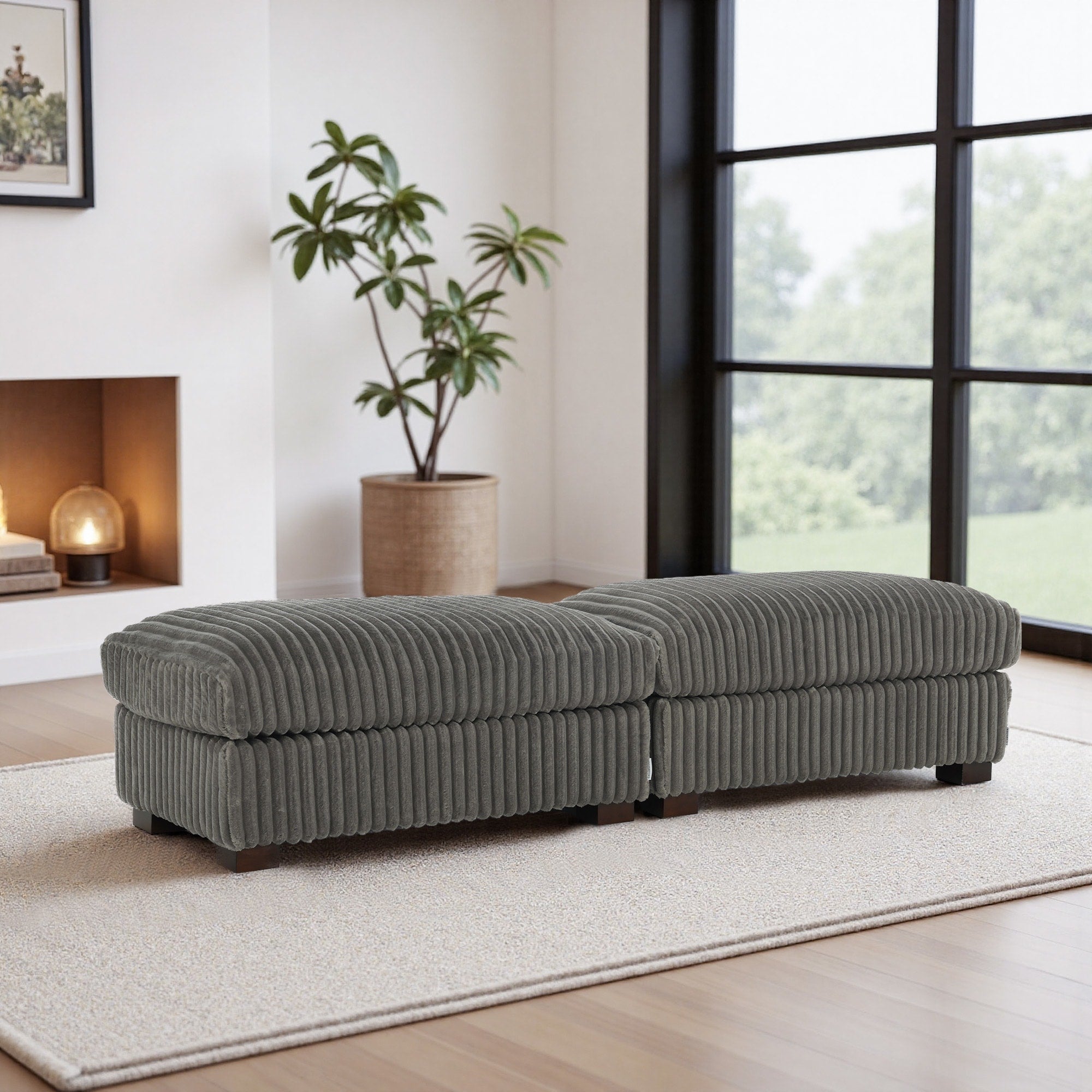 Fauxfur Ottoman Bench