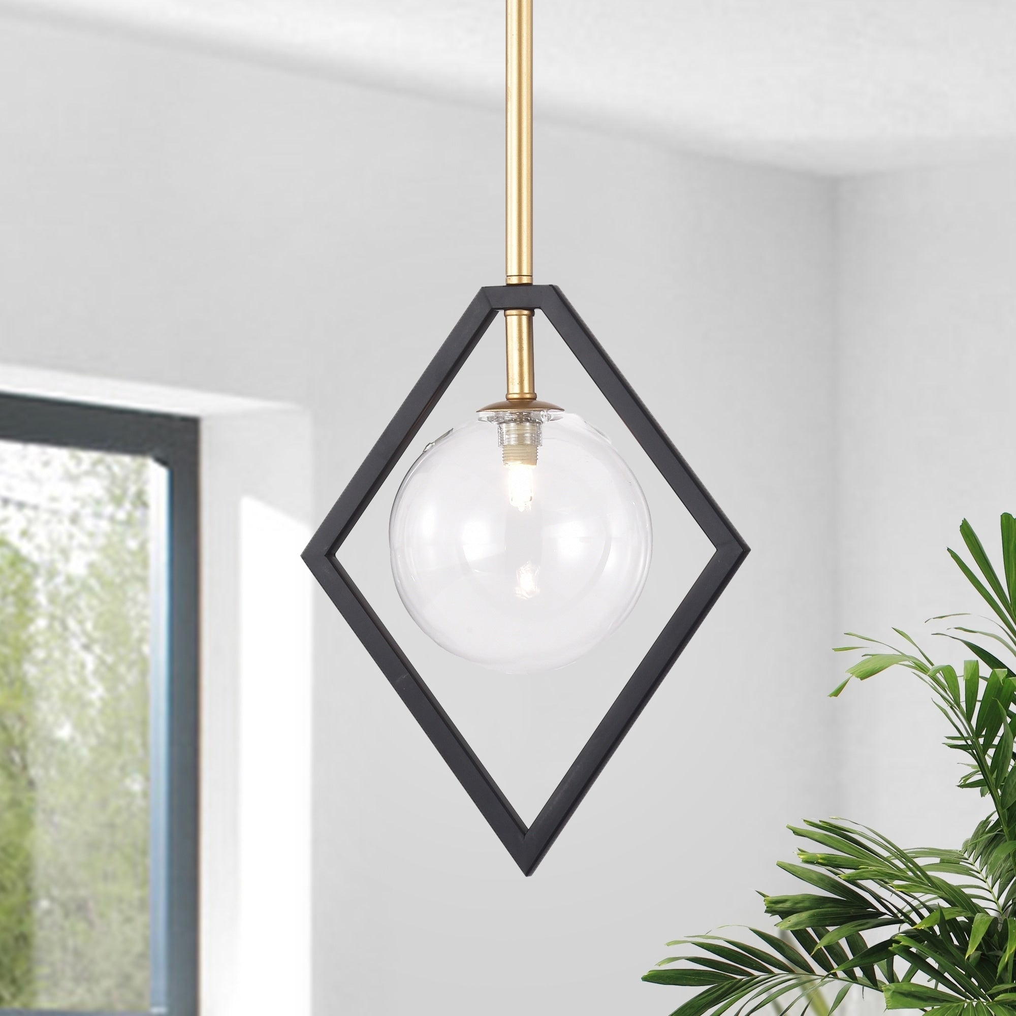 Fayres 10 Inch 1 Light Black And Gold Finish Pendant Lamp Bulbs Included