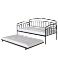 Fea Twin Size Daybed With Pull Out Twin Trundle Black Metal Frame