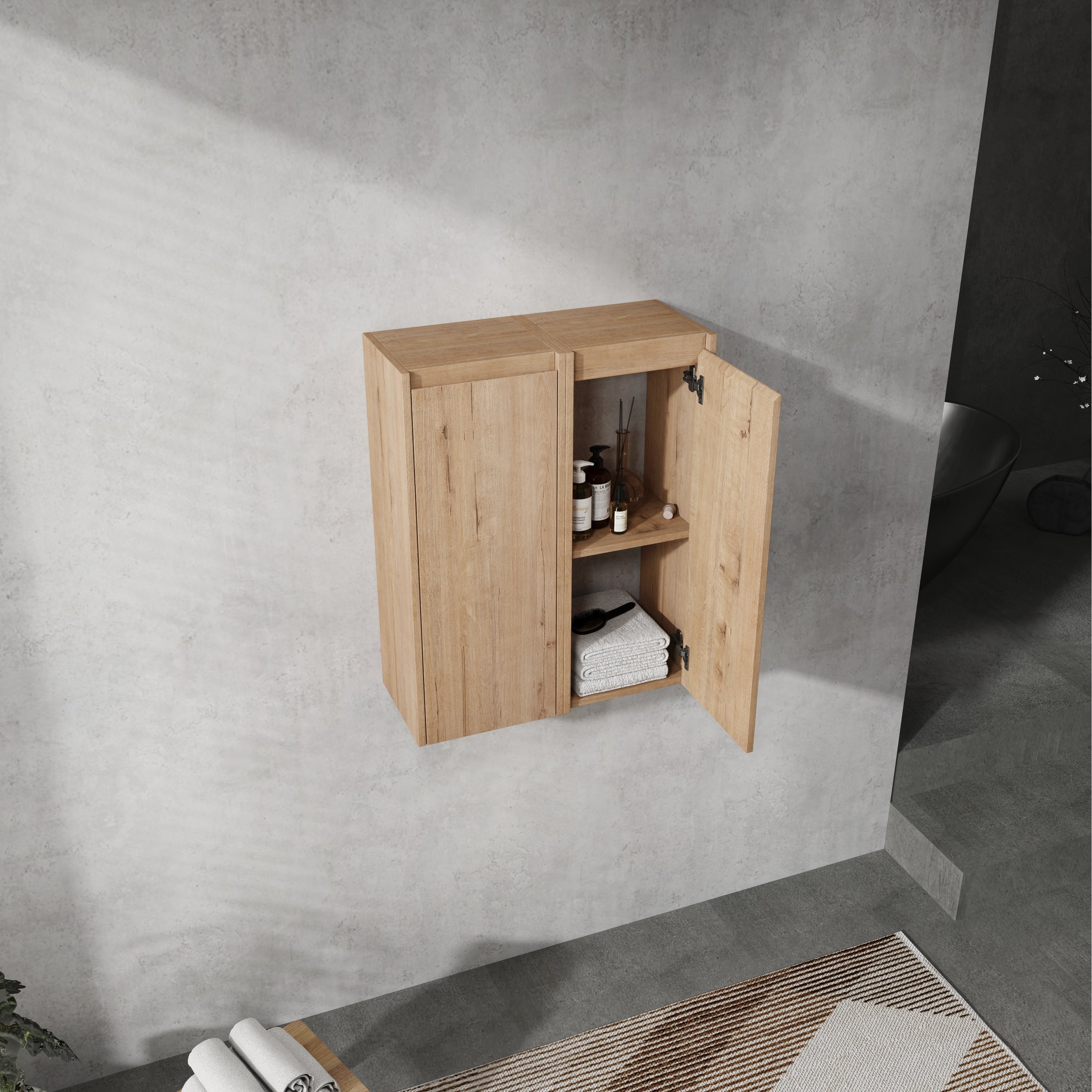 Featured Wooden Side Cabinet Medicine Cabinet With Shelf Wall Mounted Toilet Paper Cabinet With 2 Doors