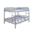 Fegy Full Over Full Bunk Bed With Ladder And Rails Silver Metal Frame
