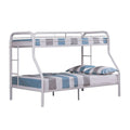 Fegy Twin Over Full Bunk Bed With Ladder And Rails Silver Metal Frame