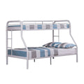 Fegy Twin Over Full Bunk Bed With Ladder And Rails White Metal Frame