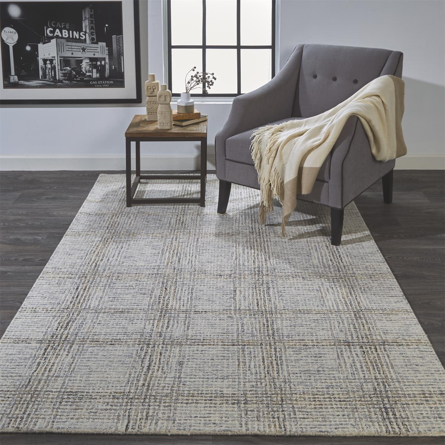 Feizy Fzrg12089 Dechlan 2 X 3 Wool Hand Tufted Contemporary Plaid