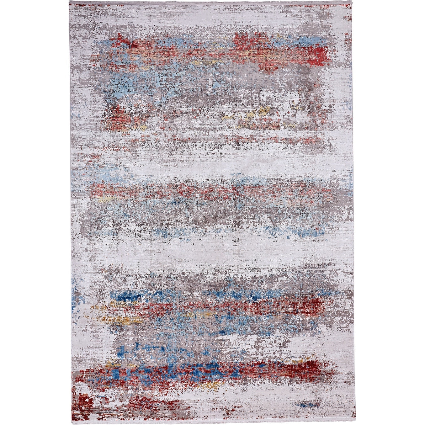 Feizy Fzrg25167 Hague 7 3 4 X 11 Viscose Abstract Rectangular Area Blue Red