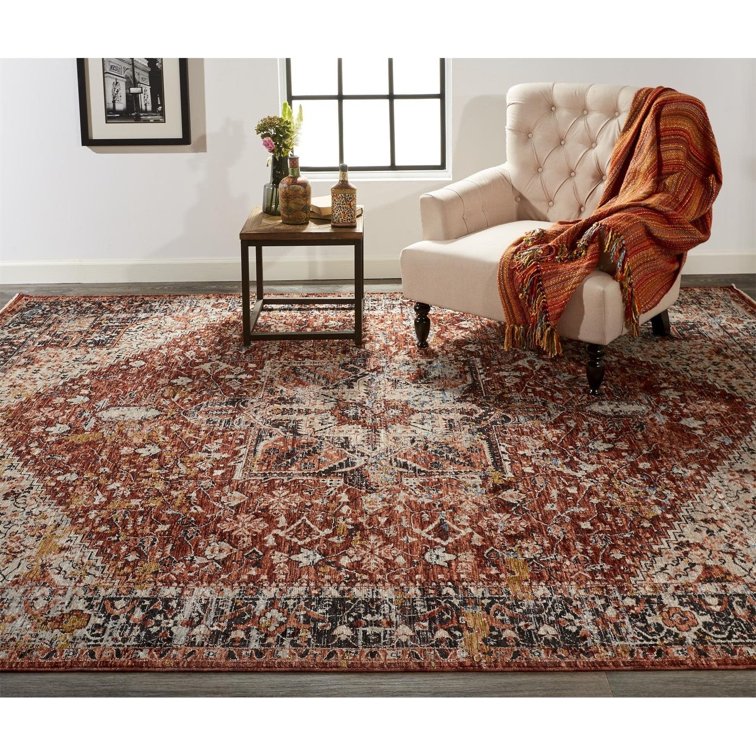 Feizy Fzrg80882 Medallion 6 1 2 X 9 1 2 Cotton And Viscose Abstract