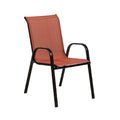 Feli Outdoor Stacking Chair Set Of 2 Red Mesh Fabric Black Metal